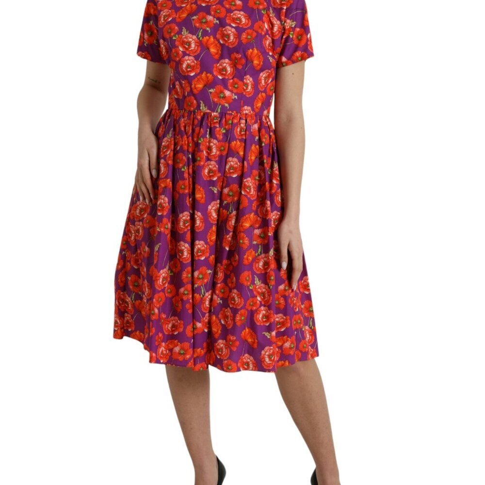 Dolce & Gabbana Dolce & Gabbana Multicolor Floral Cotton A-line Knee Length Dres
